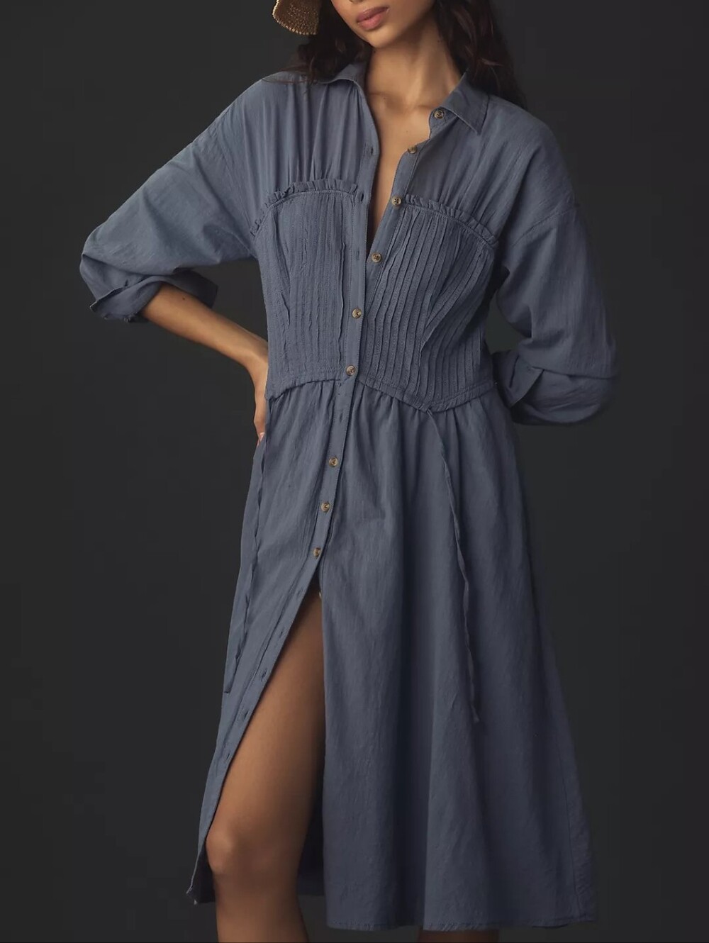 Anthropologie Pilcro Corset Midi Shirtdress Size Small - Picture 3 of 10